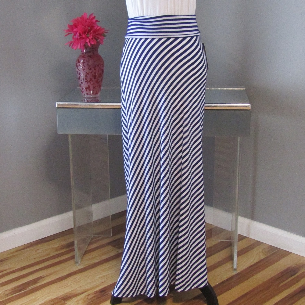 NEW Lily Rose Blue & White Striped Maxi Skirt